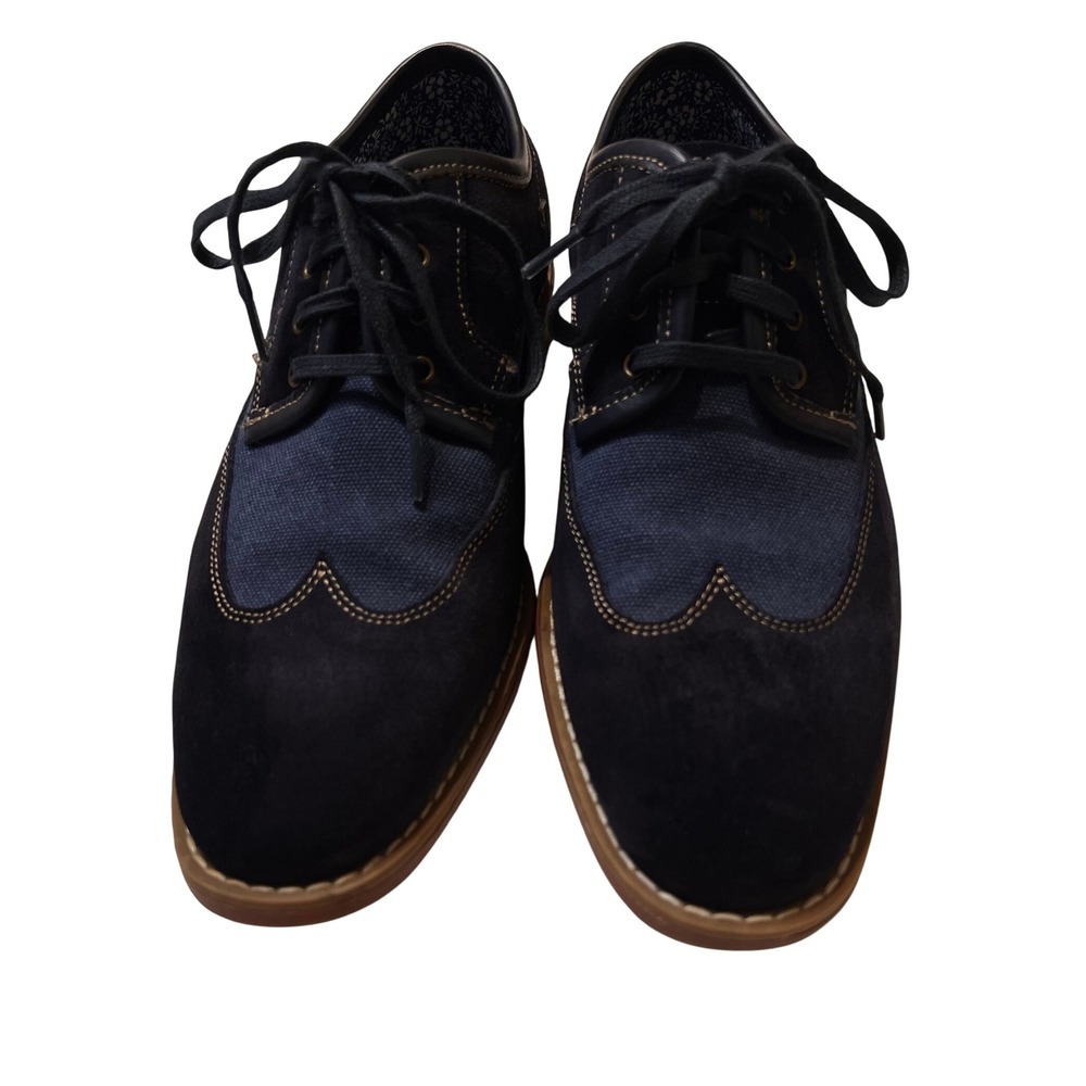 Stacy Adams‎ Mens Blue Suede and Fabric Wingtip Oxford Dress Shoes